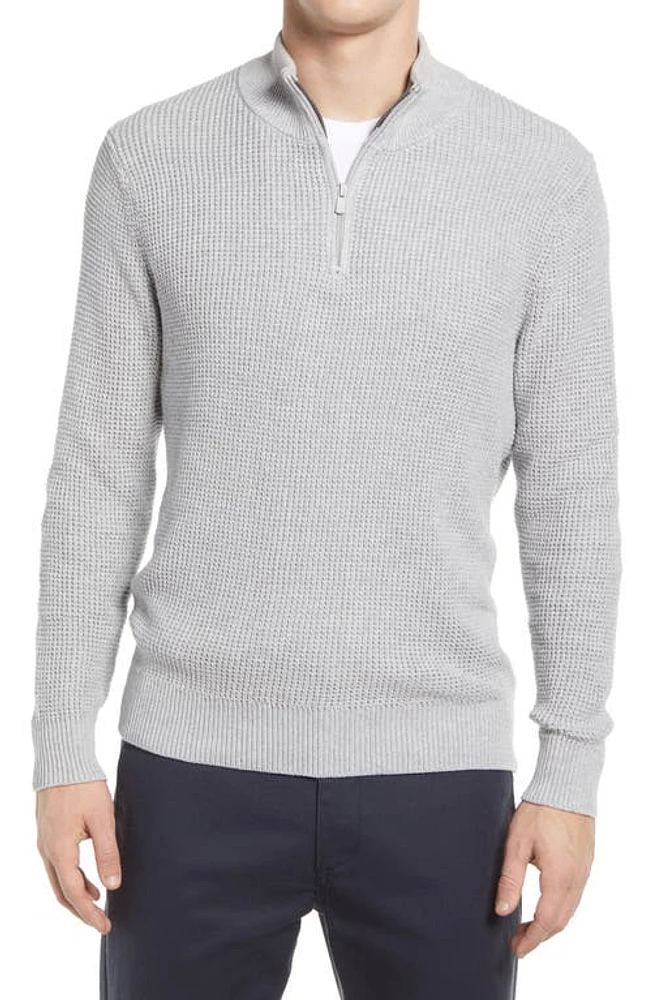 The Normal Brand Waffle Knit Quarter Zip Pullover Grey at Nordstrom,