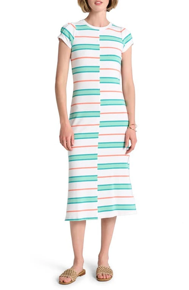 Hatley Sierra Stripe Cap Sleeve Cotton Blend Midi Dress White at Nordstrom,