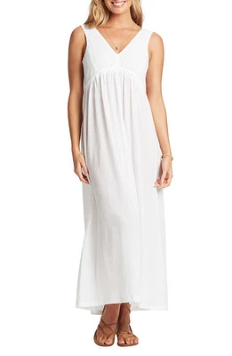 Sea Level Crinkle Drawstring Waist Cotton Cover-Up Maxi Dress in White at Nordstrom, Size Medium