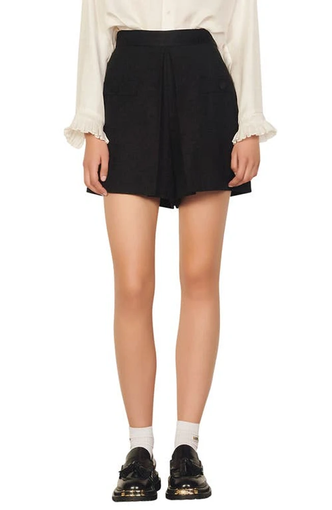 sandro Hugo Pleated Shorts in Black at Nordstrom, Size 2 Us