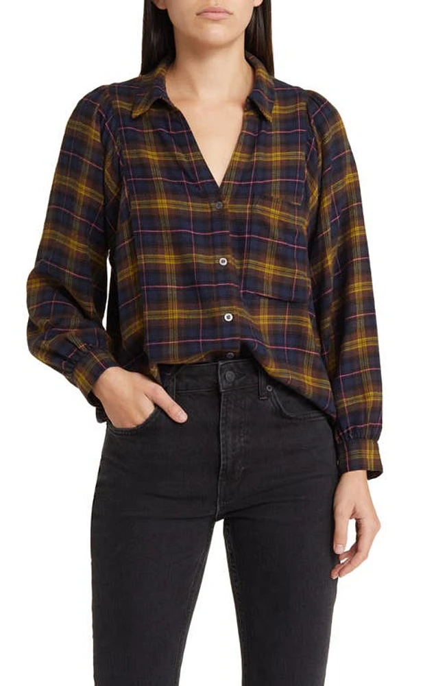 Rails Lauren Plaid Button-Up Shirt Navy Hazelnut Pink at Nordstrom,