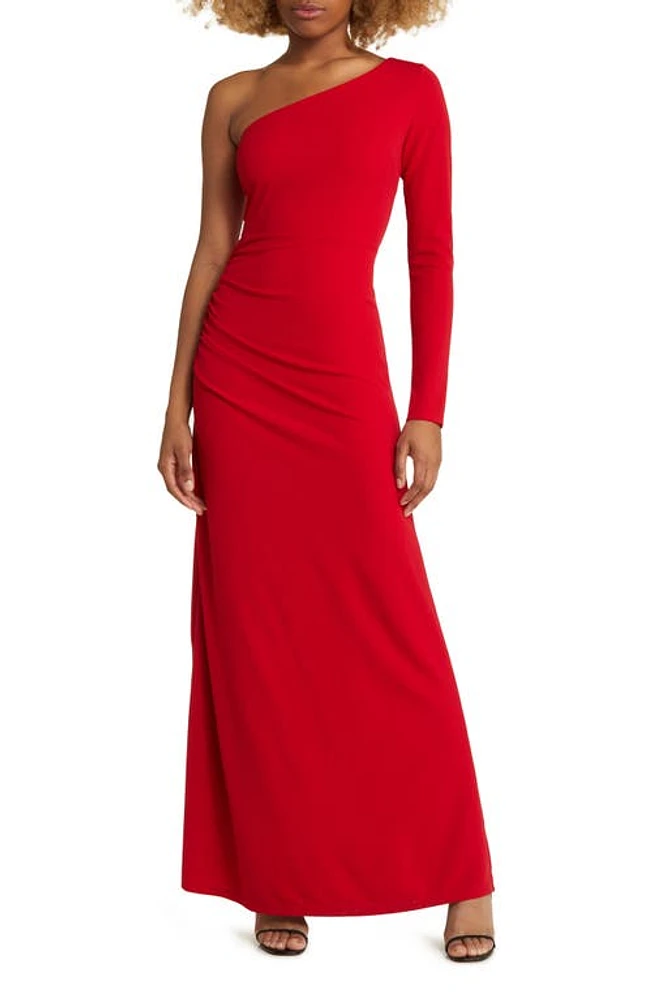 Lulus One to Cherish One-Shoulder A-Line Gown Red at Nordstrom,