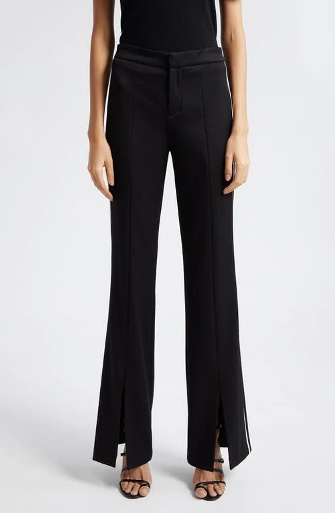 Alice + Olivia Princess Slit Hem Flare Pants Black/Off White at Nordstrom,