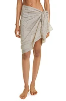 TOTEME Stripe Monogram Print Organic Cotton & Silk Cover-Up Sarong in Creme at Nordstrom