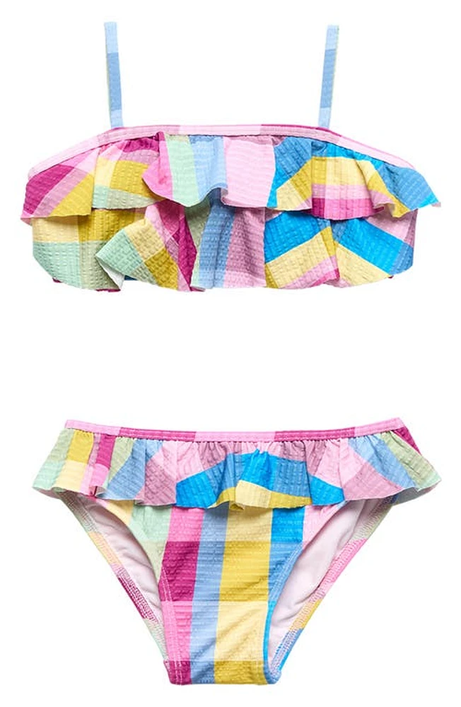 Beach Lingo Picnic Plaid Ruffle Two-Piece Swimsuit Pink Multi at Nordstrom,