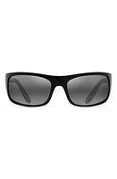 Maui Jim 'Peahi - PolarizedPlus2' 67mm Sunglasses in Gloss Black /Neutral Grey at Nordstrom