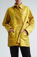 Victoria Beckham Tiger Print Oversize Cotton Blend Shirt Allover - Yellow/Maple at Nordstrom, Us