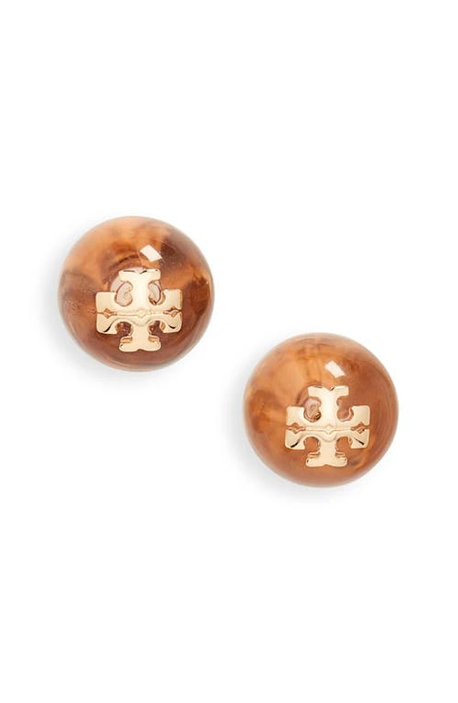 Tory Burch Stacked-T Logo Stud Earrings in Tory Gold /Lilac at Nordstrom