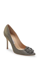 Manolo Blahnik Hangisi Jeweled Pointed Toe Pump Dark Gold Glitter at Nordstrom,