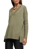 River Island V-Neck Sweater Khaki at Nordstrom,