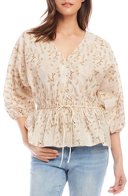 Karen Kane Embroidered Peplum Top Off White at Nordstrom,