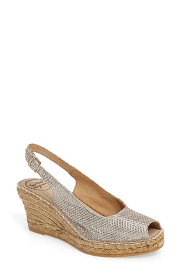 Toni Pons Calafell Slingback Wedge Espadrille in Platinum Fabric at Nordstrom, Size 8-8.5Us