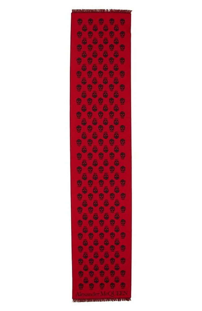 Alexander McQueen Skull Reversible Wool Scarf in Lust Red/Black at Nordstrom