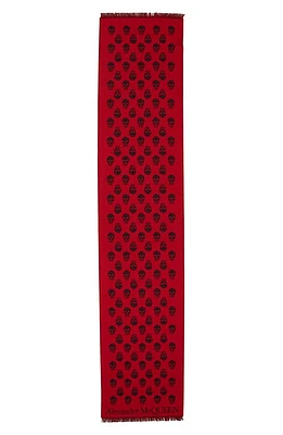 Alexander McQueen Skull Reversible Wool Scarf in Lust Red/Black at Nordstrom