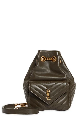 Saint Laurent Mini Joy Matelassé Leather Bucket Bag in Light Musk at Nordstrom