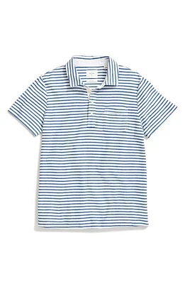 Billy Reid Reverse Stripe Hemp & Cotton Polo Blue at Nordstrom,