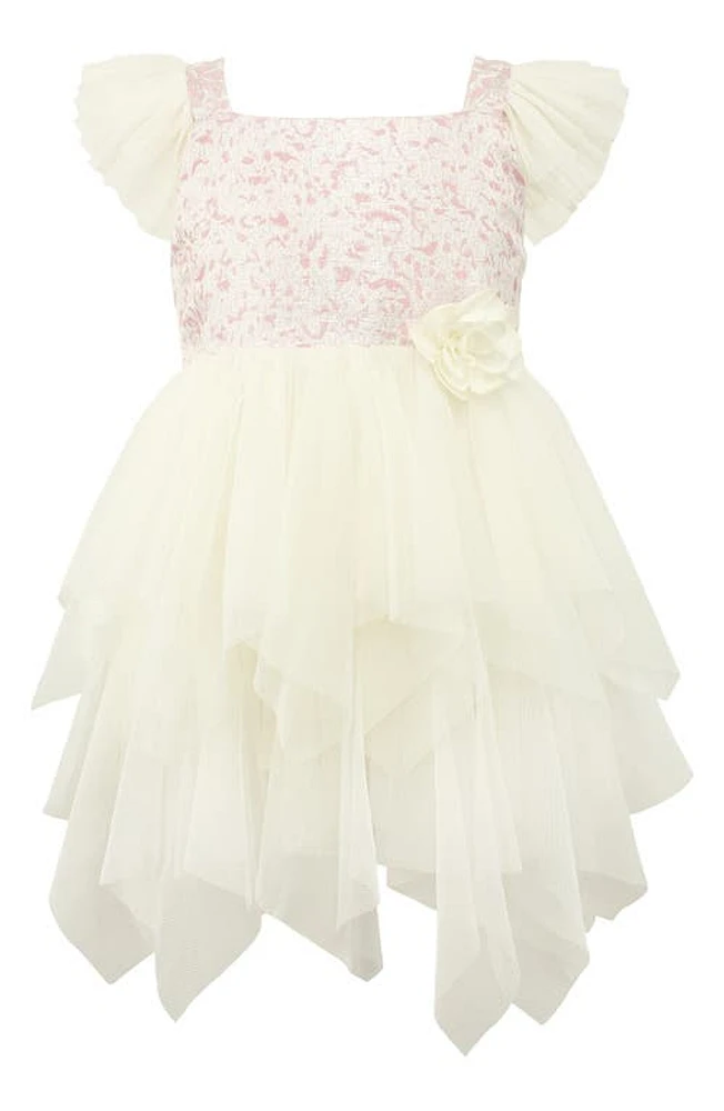 Popatu Kids' Brocade Tulle Dress Pink/White at Nordstrom,