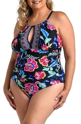 La Blanca Midnight Keyhole One-Piece Swimsuit Black at Nordstrom,