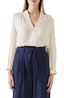 LK Bennett Selina Split Neck Top Birch at Nordstrom, Us