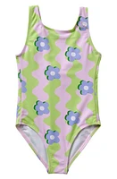 SEAESTA SURF Kids' Waivy Daisy One-Piece Swimsuit Purple Multi at Nordstrom, Y