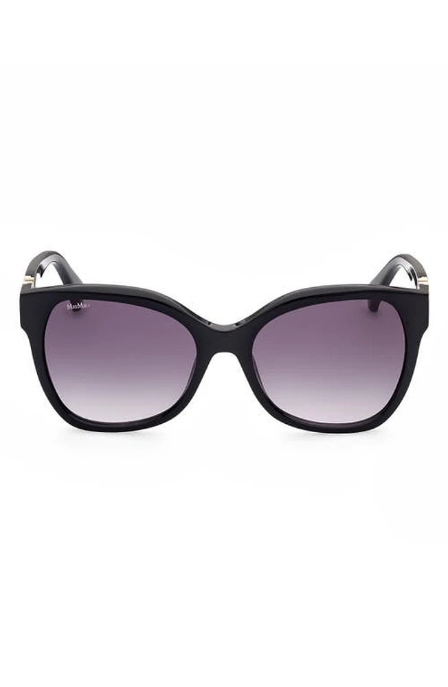 Max Mara Butterfly 56mm Gradient Cat Eye Sunglasses in Shiny Black /Gradient Smoke at Nordstrom