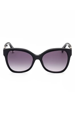 Max Mara Butterfly 56mm Gradient Cat Eye Sunglasses in Shiny Black /Gradient Smoke at Nordstrom