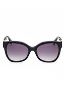 Max Mara Butterfly 56mm Gradient Cat Eye Sunglasses in Shiny Black /Gradient Smoke at Nordstrom