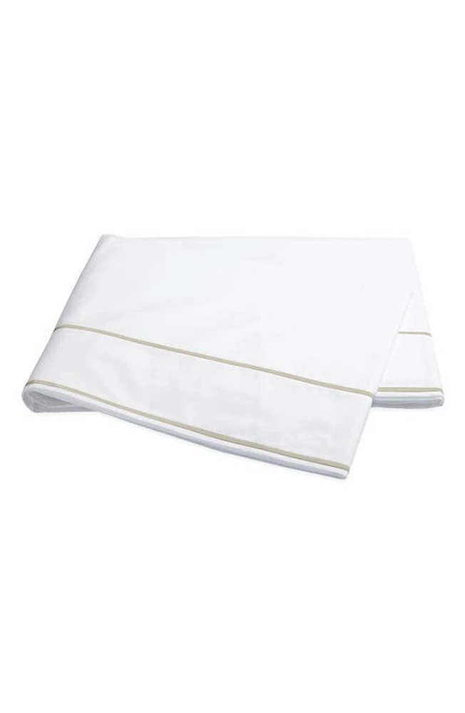 Matouk Ansonia 500 Thread Count Flat Sheet in White/Almond at Nordstrom