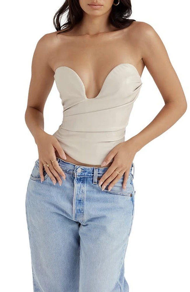 HOUSE OF CB Saffira Faux Leather Corset in Fog at Nordstrom, Size X-Small