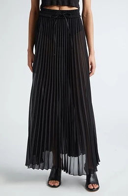 Peter Do Pleated Sheer Maxi Skirt Black at Nordstrom,