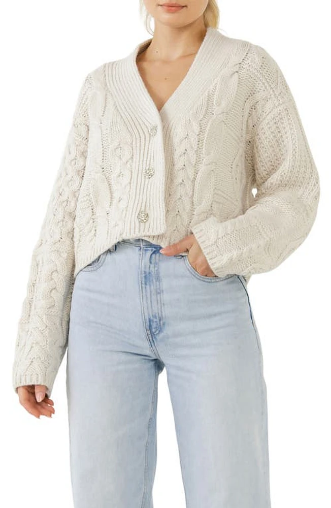 Endless Rose Button-Up Cardigan in Cream at Nordstrom, Size Medium