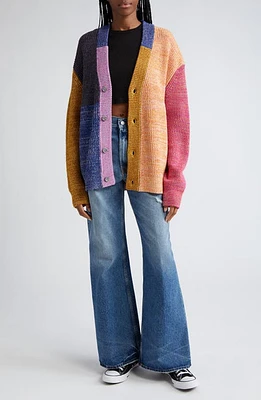 Waste Yarn Project Patti Colorblock One of a Kind V-Neck Cardigan Beige Multi at Nordstrom,