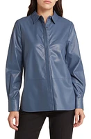 KOBI HALPERIN Lilianne Faux Leather Shirt Slate at Nordstrom,