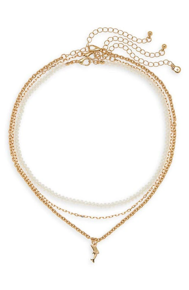 BP. Layered Dolphin Charm Necklace in Gold- White at Nordstrom