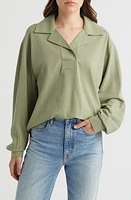 Treasure & Bond Oversize Long Sleeve Cotton Polo at Nordstrom,