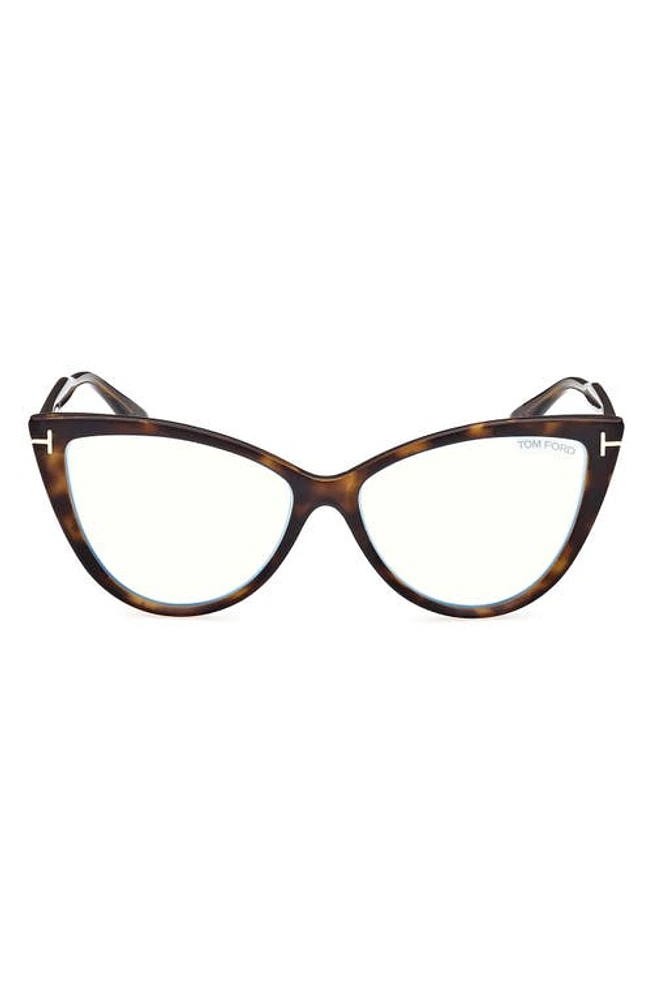 TOM FORD 56mm Blue Light Blocking Glasses in Dark Havana at Nordstrom