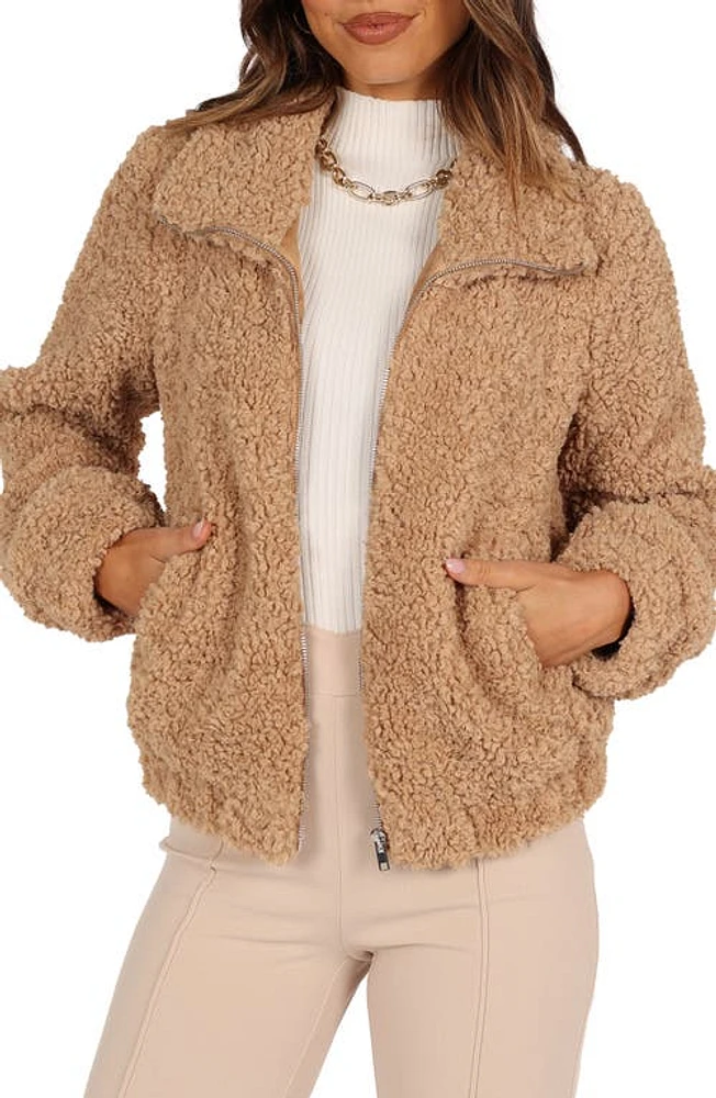 Petal & Pup Lucia Faux Fur Zip-Up Jacket Camel at Nordstrom,