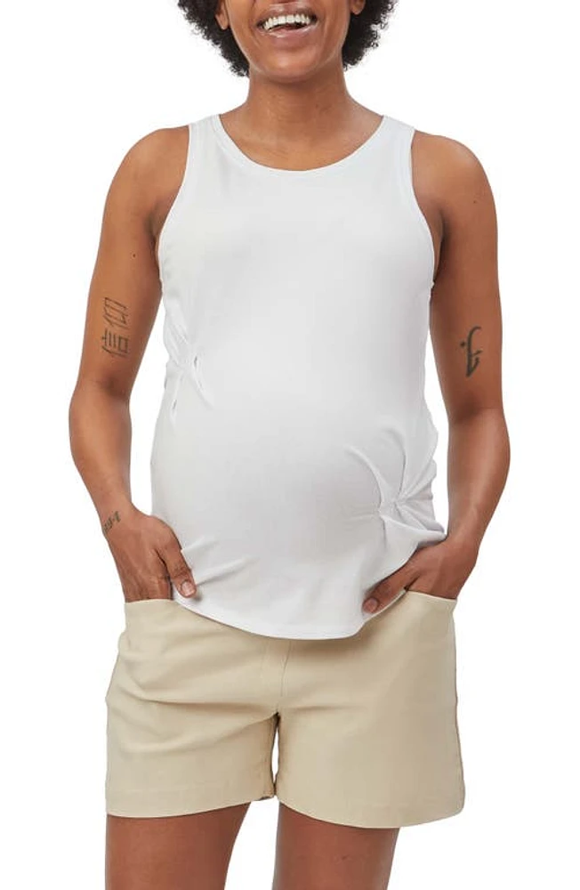 Stowaway Collection Pleated Maternity Tank in White at Nordstrom