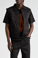 JKEEFER Sleeveless Cotton Twill Jacket Black at Nordstrom,