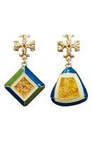 Tory Burch Rosanne Mismatched Drop Earrings in Rolled Gold /Multi at Nordstrom