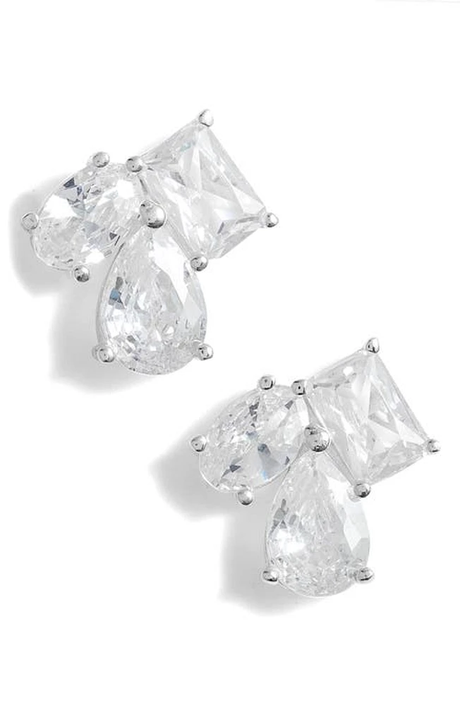 SHYMI Multi Shape Cubic Zirconia Stud Earrings in Silver at Nordstrom