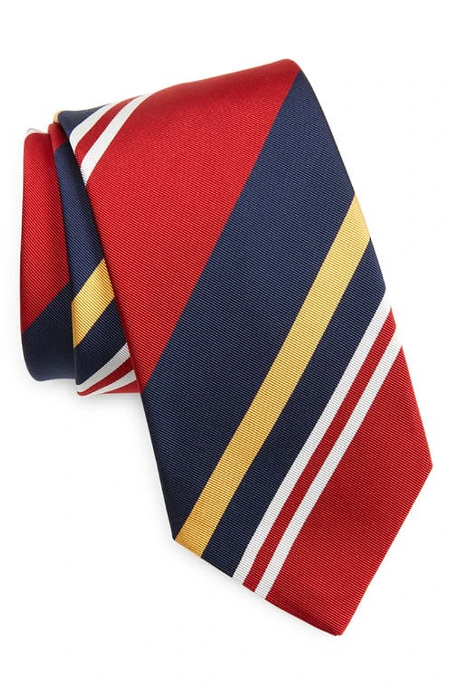 Drake's Baiadere Stripe Silk & Cotton Twill Tie in Red at Nordstrom