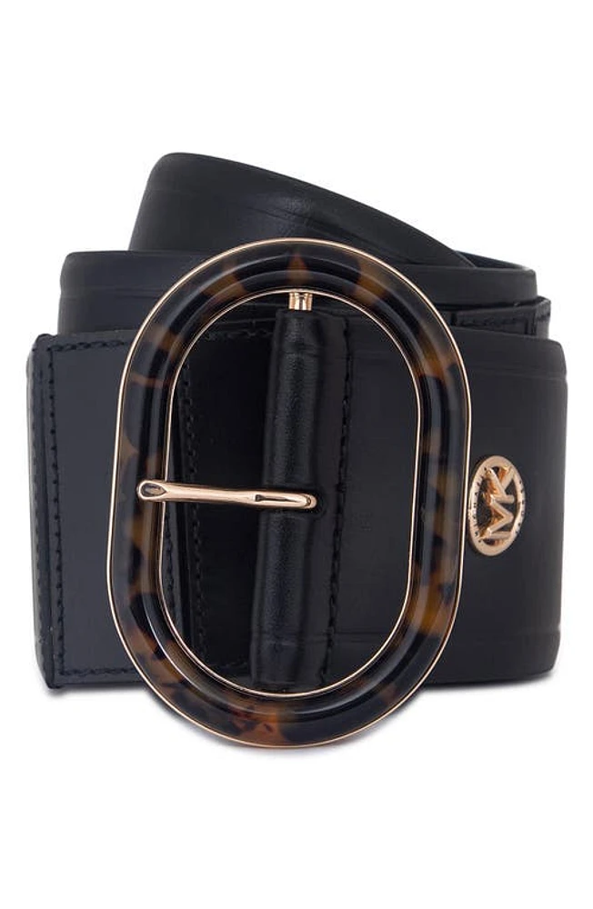 Michael Kors Leather Belt Black/Gold at Nordstrom,