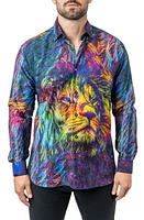 Maceoo Fibonacci Liontrip 20 Multi Contemporary Fit Button-Up Shirt Blue at