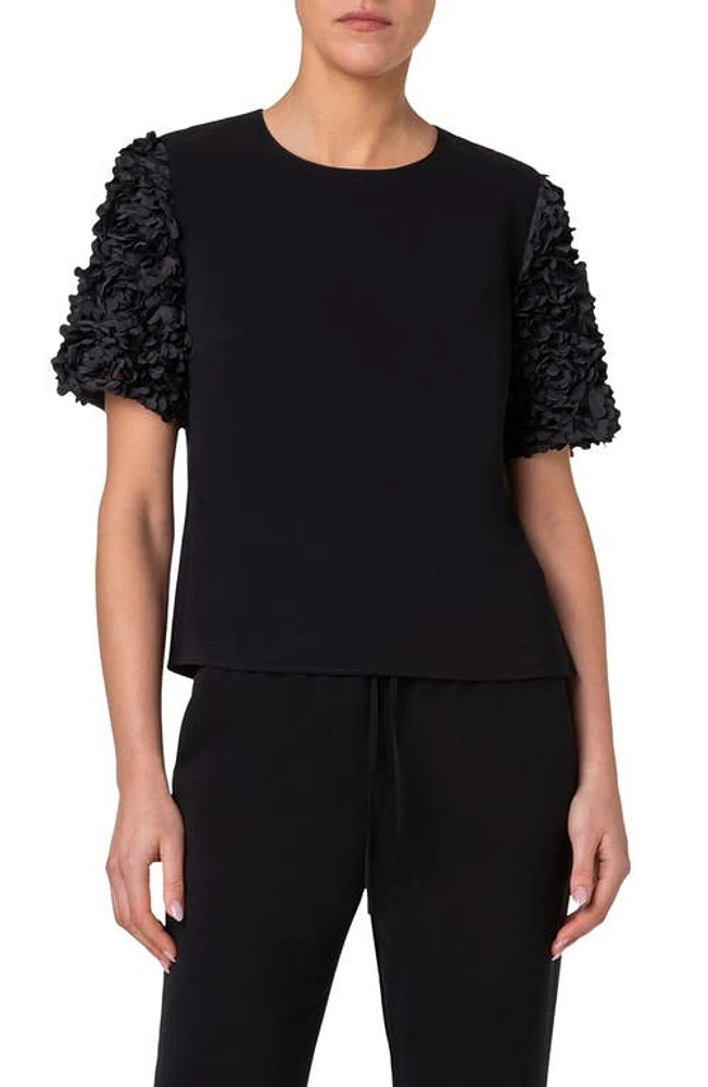 Akris punto 3D Petal Sleeve Top Black at Nordstrom,