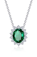 Lafonn Simulated Diamond Halo Pendant Necklace in Green at Nordstrom, Size 20