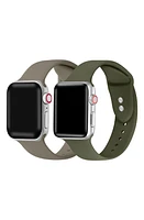 The Posh Tech Assorted 2-Pack Silicone Apple Watch Watchbands in Coffee/Green at Nordstrom