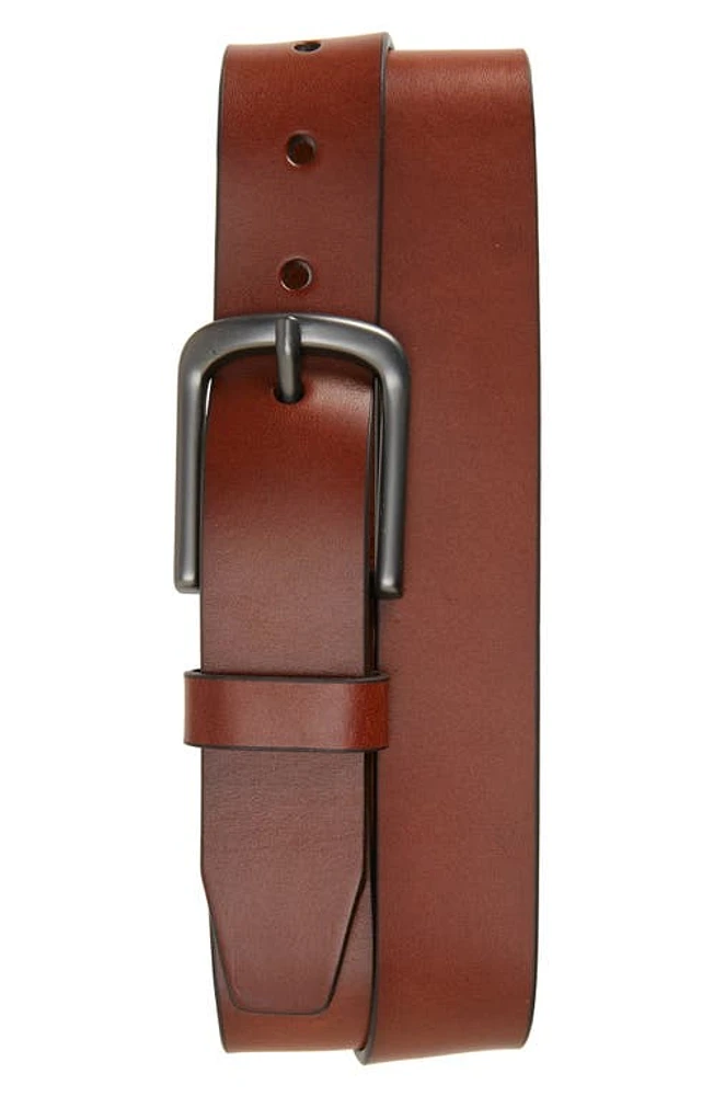 Johnston & Murphy Flat Edge Leather Belt Tan at Nordstrom,