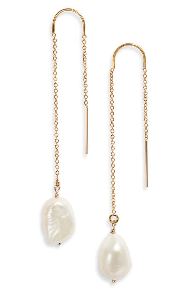 Set & Stones Sabina Keshi Pearl Threader Earrings in Gold at Nordstrom, Size 2.5