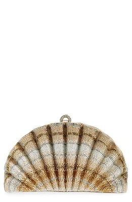 Judith Leiber Origami Fan Embellished Scallop Clutch in Silver Rhine Multi at Nordstrom